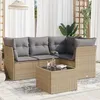 Image de Vidaxl Salon De Jardin Avec Coussins 5 Pcs Beige RÃ©sine TressÃ©e