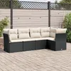Image de Vidaxl Salon De Jardin 5 Pcs Avec Coussins Noir RÃ©sine TressÃ©e