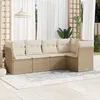 Image de Vidaxl Salon De Jardin Avec Coussins 5 Pcs Beige RÃ©sine TressÃ©e