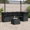 Image de Vidaxl Salon De Jardin 6 Pcs Avec Coussins Noir RÃ©sine TressÃ©e