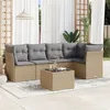 Image de Vidaxl Salon De Jardin Avec Coussins 6 Pcs Beige RÃ©sine TressÃ©e