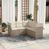 Image de Vidaxl Salon De Jardin Avec Coussins 5 Pcs Beige RÃ©sine TressÃ©e