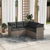 Image de Vidaxl Salon De Jardin 5 Pcs Avec Coussins Gris RÃ©sine TressÃ©e