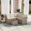 Image de Vidaxl Salon De Jardin Avec Coussins 6 Pcs Beige RÃ©sine TressÃ©e