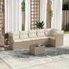 Image de Vidaxl Salon De Jardin Avec Coussins 7 Pcs Beige RÃ©sine TressÃ©e