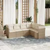 Image de Vidaxl Salon De Jardin Avec Coussins 6 Pcs Beige RÃ©sine TressÃ©e