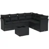 Image de Vidaxl Salon De Jardin 7 Pcs Avec Coussins Noir RÃ©sine TressÃ©e