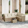 Image de Vidaxl Salon De Jardin Avec Coussins 7 Pcs Beige RÃ©sine TressÃ©e