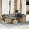 Image de Vidaxl Salon De Jardin Avec Coussins 7 Pcs Beige RÃ©sine TressÃ©e