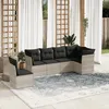 Image de Vidaxl Salon De Jardin 6 Pcs Avec Coussins Gris Clair RÃ©sine TressÃ©e