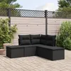 Image de Vidaxl Salon De Jardin 5 Pcs Avec Coussins Noir RÃ©sine TressÃ©e