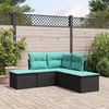 Image de Vidaxl Salon De Jardin 5 Pcs Avec Coussins Noir RÃ©sine TressÃ©e