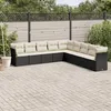 Image de Vidaxl Salon De Jardin 9 Pcs Avec Coussins Noir RÃ©sine TressÃ©e