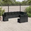 Image de Vidaxl Salon De Jardin 10 Pcs Avec Coussins Noir RÃ©sine TressÃ©e