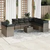 Image de Vidaxl Salon De Jardin Avec Coussins 10 Pcs Gris RÃ©sine TressÃ©e