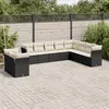 Image de Vidaxl Salon De Jardin 10 Pcs Avec Coussins Noir RÃ©sine TressÃ©e