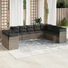 Image de Vidaxl Salon De Jardin Avec Coussins 10 Pcs Gris RÃ©sine TressÃ©e