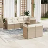Image de Vidaxl Salon De Jardin Avec Coussins 7 Pcs Beige RÃ©sine TressÃ©e