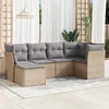 Image de Vidaxl Salon De Jardin Avec Coussins 6 Pcs Beige RÃ©sine TressÃ©e