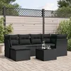 Image de Vidaxl Salon De Jardin 7 Pcs Avec Coussins Noir RÃ©sine TressÃ©e