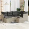Image de Vidaxl Salon De Jardin Avec Coussins 7 Pcs Gris Clair RÃ©sine TressÃ©e