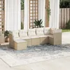 Image de Vidaxl Salon De Jardin Avec Coussins 7 Pcs Beige RÃ©sine TressÃ©e