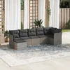 Image de Vidaxl Salon De Jardin Avec Coussins 7 Pcs Gris RÃ©sine TressÃ©e