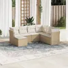 Image de Vidaxl Salon De Jardin Avec Coussins 7 Pcs Beige RÃ©sine TressÃ©e