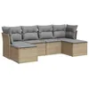 Image de Vidaxl Salon De Jardin Avec Coussins 6 Pcs Beige RÃ©sine TressÃ©e