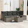 Image de Vidaxl Salon De Jardin Avec Coussins 7 Pcs Gris RÃ©sine TressÃ©e