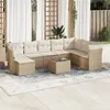 Image de Vidaxl Salon De Jardin Avec Coussins 9 Pcs Beige RÃ©sine TressÃ©e