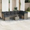 Image de Vidaxl Salon De Jardin 9 Pcs Avec Coussins Gris RÃ©sine TressÃ©e