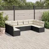 Image de Vidaxl Salon De Jardin 9 Pcs Avec Coussins Noir RÃ©sine TressÃ©e