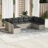 Image de Vidaxl Salon De Jardin 9 Pcs Avec Coussins Gris Clair RÃ©sine TressÃ©e