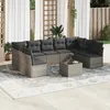 Image de Vidaxl Salon De Jardin Avec Coussins 10 Pcs Gris RÃ©sine TressÃ©e