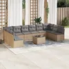Image de Vidaxl Salon De Jardin 11 Pcs Avec Coussins Beige RÃ©sine TressÃ©e