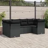 Image de Vidaxl Salon De Jardin 6 Pcs Avec Coussins Noir RÃ©sine TressÃ©e