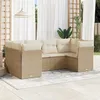 Image de Vidaxl Salon De Jardin Avec Coussins 6 Pcs Beige RÃ©sine TressÃ©e