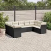 Image de Vidaxl Salon De Jardin 9 Pcs Avec Coussins Noir RÃ©sine TressÃ©e