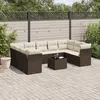 Image de Vidaxl Salon De Jardin 10 Pcs Avec Coussins Marron RÃ©sine TressÃ©e