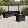 Image de Vidaxl Salon De Jardin 9 Pcs Avec Coussins Noir RÃ©sine TressÃ©e
