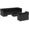 Image de Vidaxl Salon De Jardin 10 Pcs Avec Coussins Noir RÃ©sine TressÃ©e