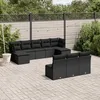 Image de Vidaxl Salon De Jardin 10 Pcs Avec Coussins Noir RÃ©sine TressÃ©e
