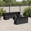 Image de Vidaxl Salon De Jardin 11 Pcs Avec Coussins Noir RÃ©sine TressÃ©e