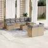 Image de Vidaxl Salon De Jardin Avec Coussins 10 Pcs Beige RÃ©sine TressÃ©e