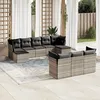 Image de Vidaxl Salon De Jardin Avec Coussins 10 Pcs Gris Clair RÃ©sine TressÃ©e
