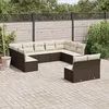 Image de Vidaxl Salon De Jardin Et Coussins 11 Pcs Marron RÃ©sine TressÃ©e