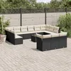 Image de Vidaxl Salon De Jardin Avec Coussins 14 Pcs Noir RÃ©sine TressÃ©e