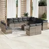 Image de Vidaxl Salon De Jardin Avec Coussins 14 Pcs Gris Clair RÃ©sine TressÃ©e
