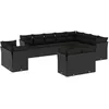 Image de Vidaxl Salon De Jardin 12 Pcs Avec Coussins Noir RÃ©sine TressÃ©e